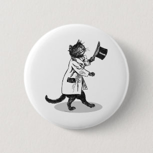 Cool Top Hat Cat Pinback Button