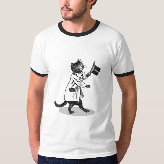 Cool Top Hat Cat Vintage Art T-shirt (Front)