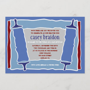 COOL TORAH Themed Bar Bat Mitzvah Invitation