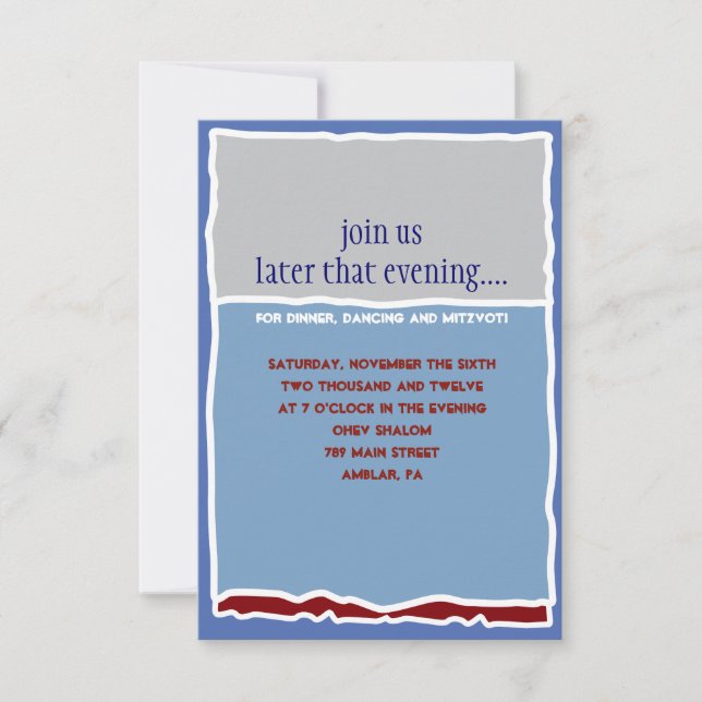 Cool Torah Themed Bar Bat Mitzvah Party card (Front)