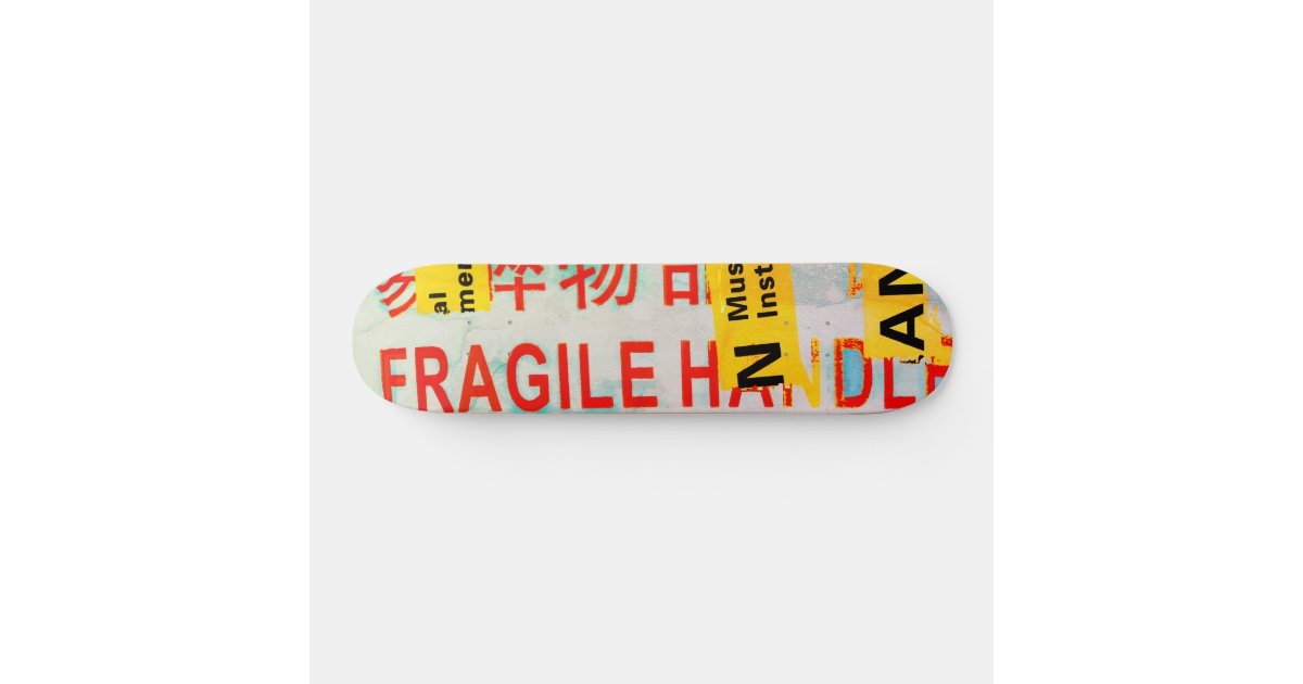 COOL Torn FRAGILE Marking w Chinese Characters Skateboard Deck Zazzle