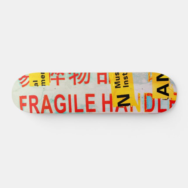 COOL Torn FRAGILE Marking w Chinese Characters Skateboard Deck (Horz)
