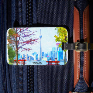 Cool Toronto Ontario Panorama Cityscape Watercolor Luggage Tag