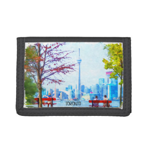 Cool Toronto Ontario Panorama Cityscape Watercolor Tri-fold Wallet