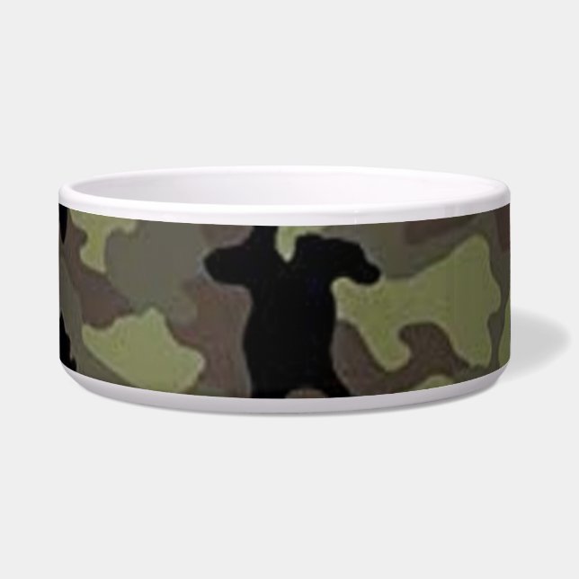 Cool Tough Camouflaged Custom Camo Pet Food Bowl (Front)