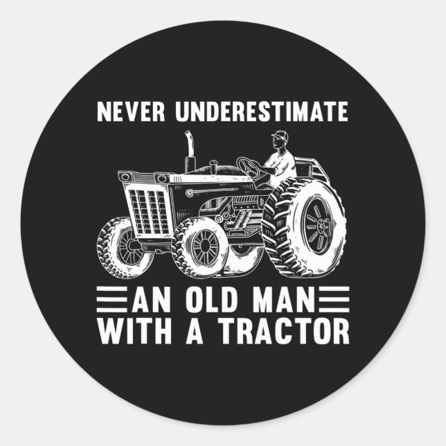 Cool Tractor Design For Grandpa Men Tractor Classic Round Sticker (Front)