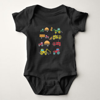 Cool Tractor Drawing Farm Lover Agriculture Kid Baby Bodysuit