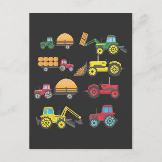 Cool Tractor Drawing Farm Lover Agriculture Kid Postcard