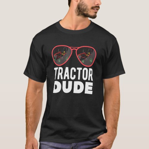 Cool Tractor Dude Sunglasses Farmer Summer Graphic T_Shirt