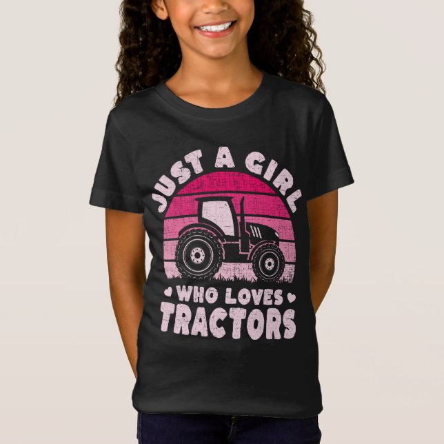 Cool Tractor Lover Just A Girl Who Loves Tractors  T-Shirt (Front)