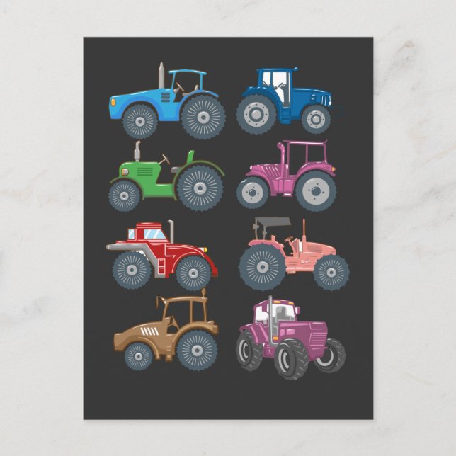 Cool Tractors Farmer Boy Farm Vehicles Farming Postcard (Front)