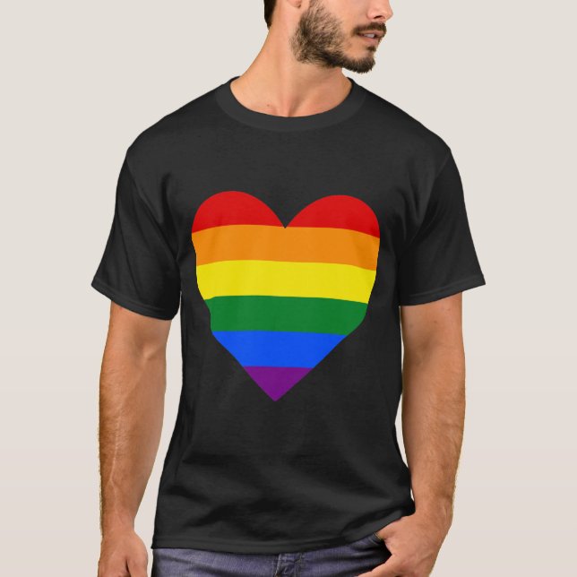 cool traditional rainbow colors heart T-Shirt  (Front)