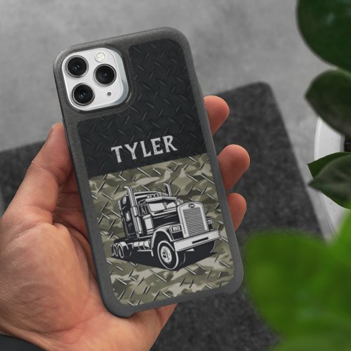 Cool Transport Truck Name Equipment Camo iPhone 15 Case