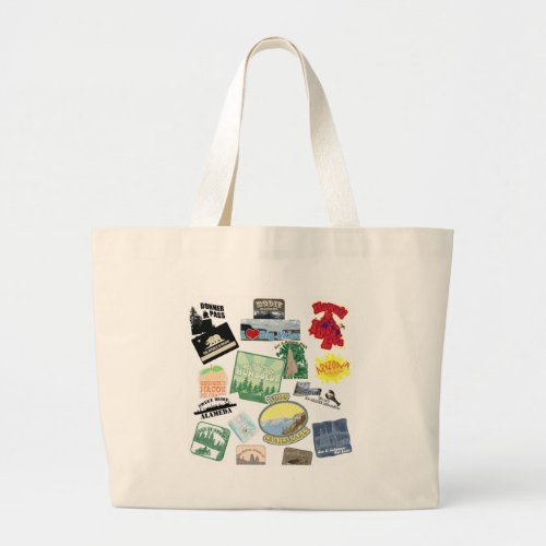 Cool Travel Collage Artsy Tourist Design Large Tote Bag