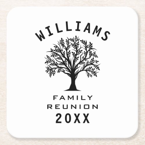 Cool Tree Family Reunion Summer Vacation Road Trip Square Paper Coaster