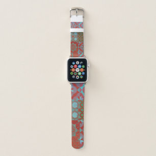 Cool, trendy Aegean tiles in red and blue Apple Watch Band