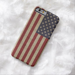 Cool trendy America flag burlap texture Barely There iPhone 6 Case