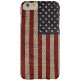 Cool trendy America flag burlap texture Barely There iPhone 6 Plus Case