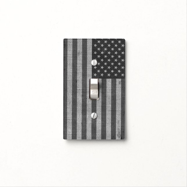 Cool trendy America flag burlap texture effects Light Switch Cover (In Situ)
