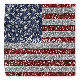 Cool trendy America flag shining faux glitter Bandana