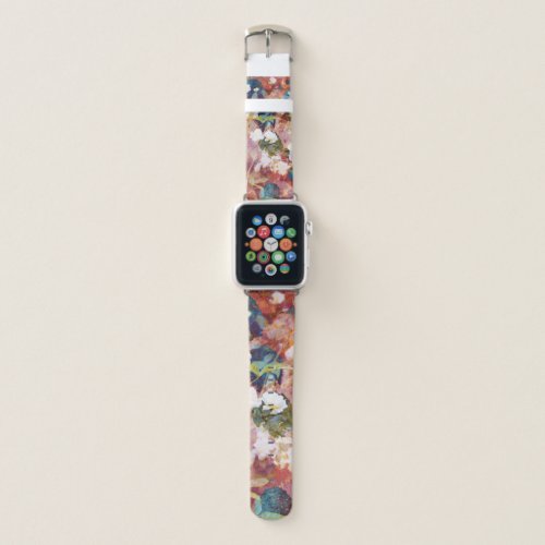 Cool trendy art of romantic flower pattern apple watch band