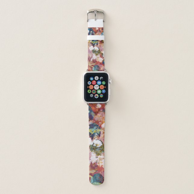 Cool, trendy art of romantic flower pattern apple watch band (Front)