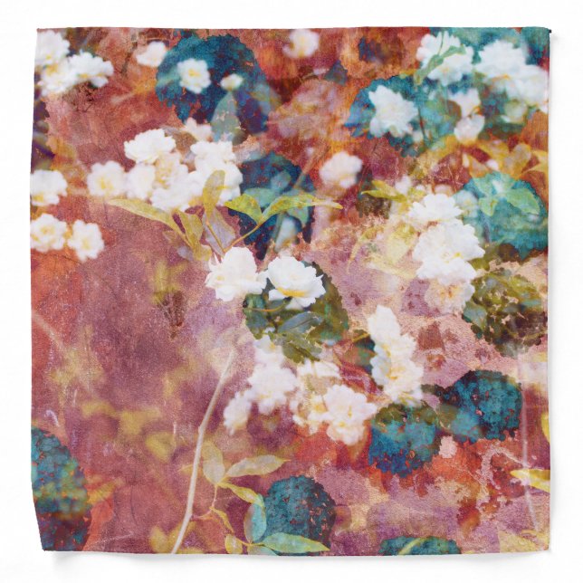 Cool, trendy art of romantic flower pattern bandana (Front)