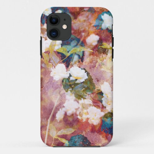 Cool trendy art of romantic flower pattern iPhone 11 case