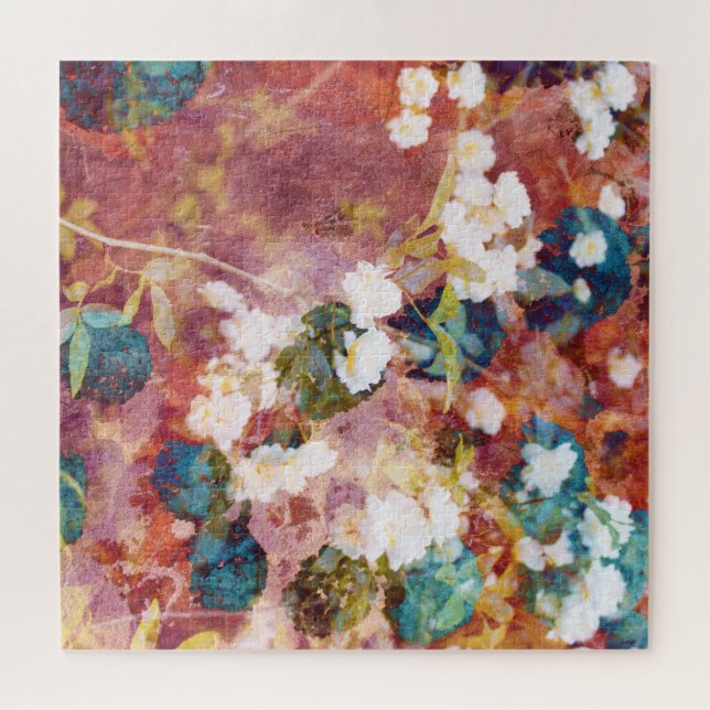 Cool, trendy art of romantic flower pattern jigsaw puzzle (Horizontal)