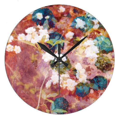 Cool, trendy art of romantic flower pattern large clock