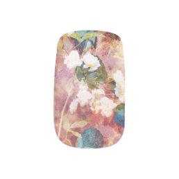 Cool, trendy art of romantic flower pattern minx nail art