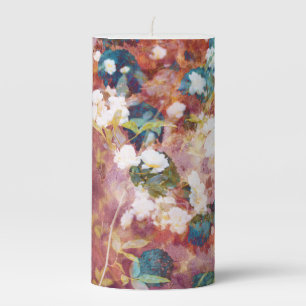 Cool, trendy art of romantic flower pattern pillar candle