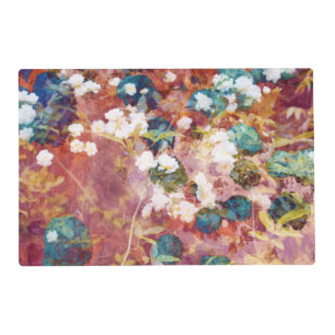 Cool, trendy art of romantic flower pattern placemat