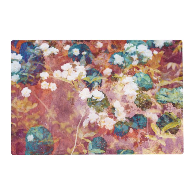 Cool, trendy art of romantic flower pattern placemat (Back)