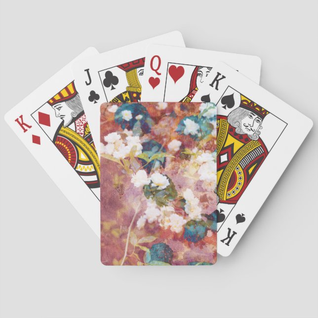 Cool, trendy art of romantic flower pattern poker cards (Back)