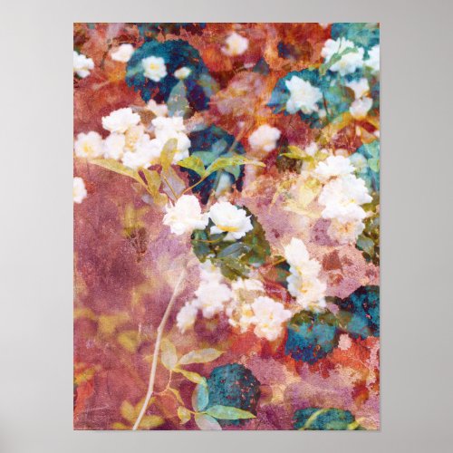 Cool trendy art of romantic flower pattern poster