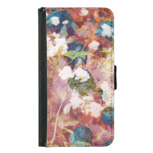 Cool, trendy art of romantic flower pattern samsung galaxy s5 wallet case