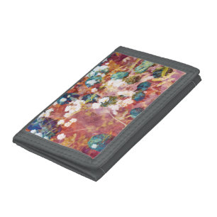 Cool, trendy art of romantic flower pattern tri-fold wallet
