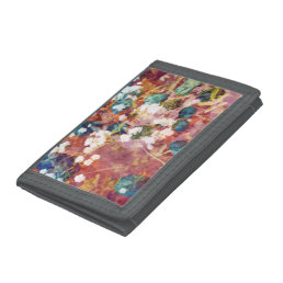 Cool, trendy art of romantic flower pattern trifold wallet