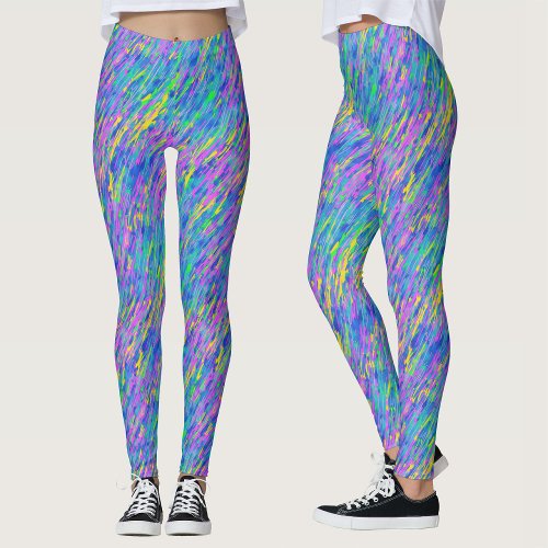 Cool Trendy Artsy Abstract Colorful Rainbow Paint Leggings