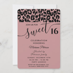 Cool Trendy attractive leopard sweet 16 Invitation