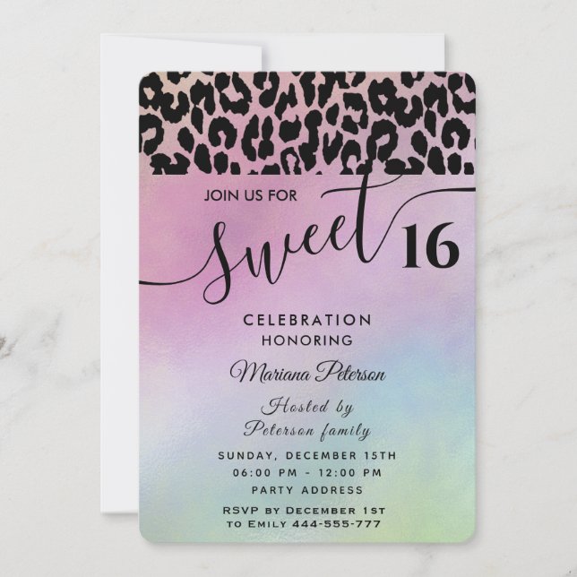 Cool Trendy attractive leopard sweet 16 Invitation (Front)