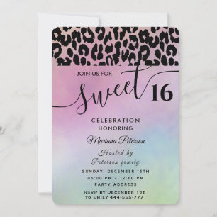 Cool Trendy attractive leopard sweet 16 Invitation