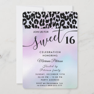Cool Trendy attractive leopard sweet 16 Invitation