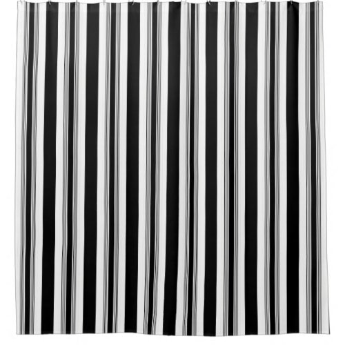 Cool Trendy Black And White Vertical Striped Shower Curtain