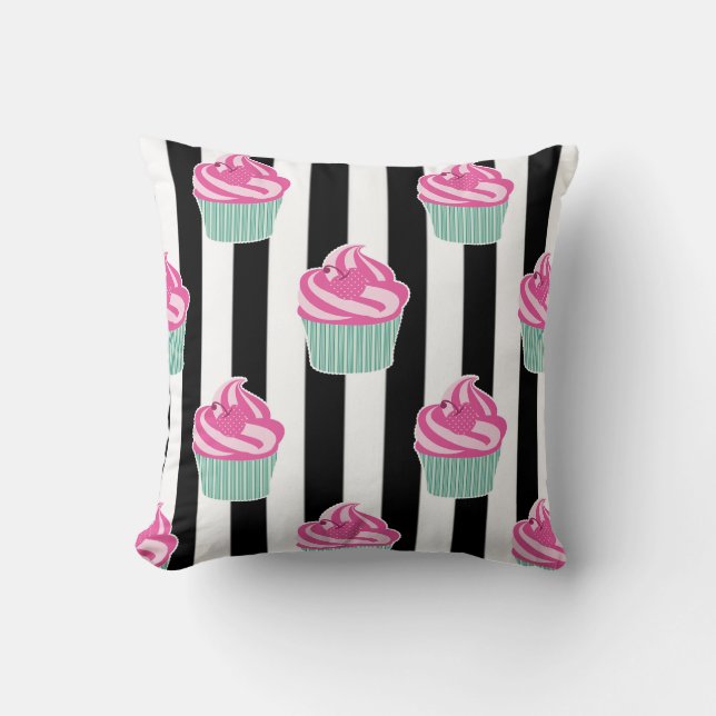Cool Trendy Black and Wite Throw Pillow (Front)