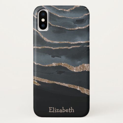 Cool Trendy Black Gold Marble Texture iPhone XS Case