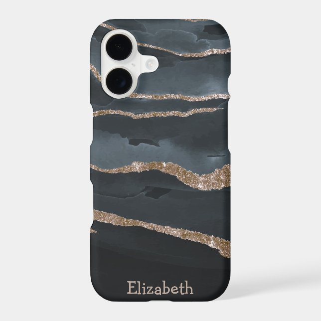 Cool Trendy Black Gold Marble Texture Case-Mate iPhone Case (Back)