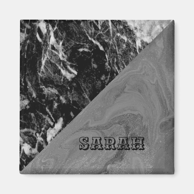 Cool Trendy Black Marble Magnet (Front)