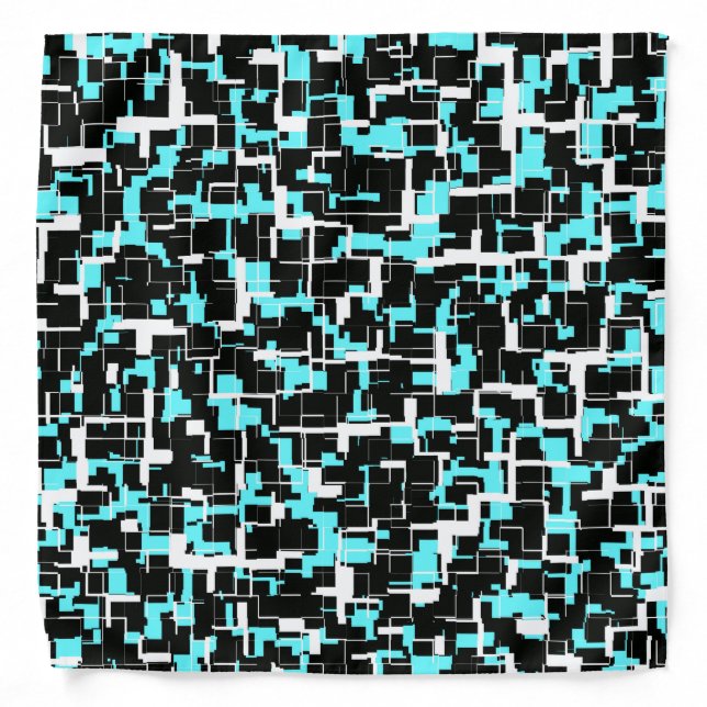 Cool Trendy Black White Blue Pattern Bandana (Front)